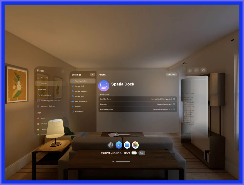 SpatialDock Apple Vision Pro